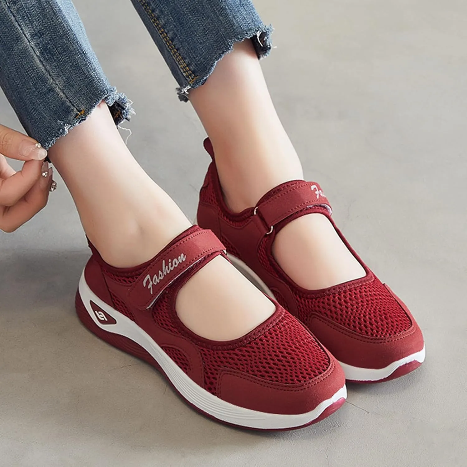 Women's Comfortable Working Nurse Shoes Wide Toe Diabetic Shoe Non Slip Adjustable Breathable Walking Shoes Athletic Health Buffer Fitness Nursing Orthotic Sneakers