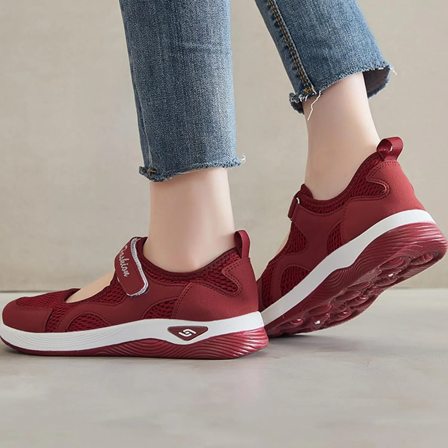 Women's Comfortable Working Nurse Shoes Wide Toe Diabetic Shoe Non Slip Adjustable Breathable Walking Shoes Athletic Health Buffer Fitness Nursing Orthotic Sneakers