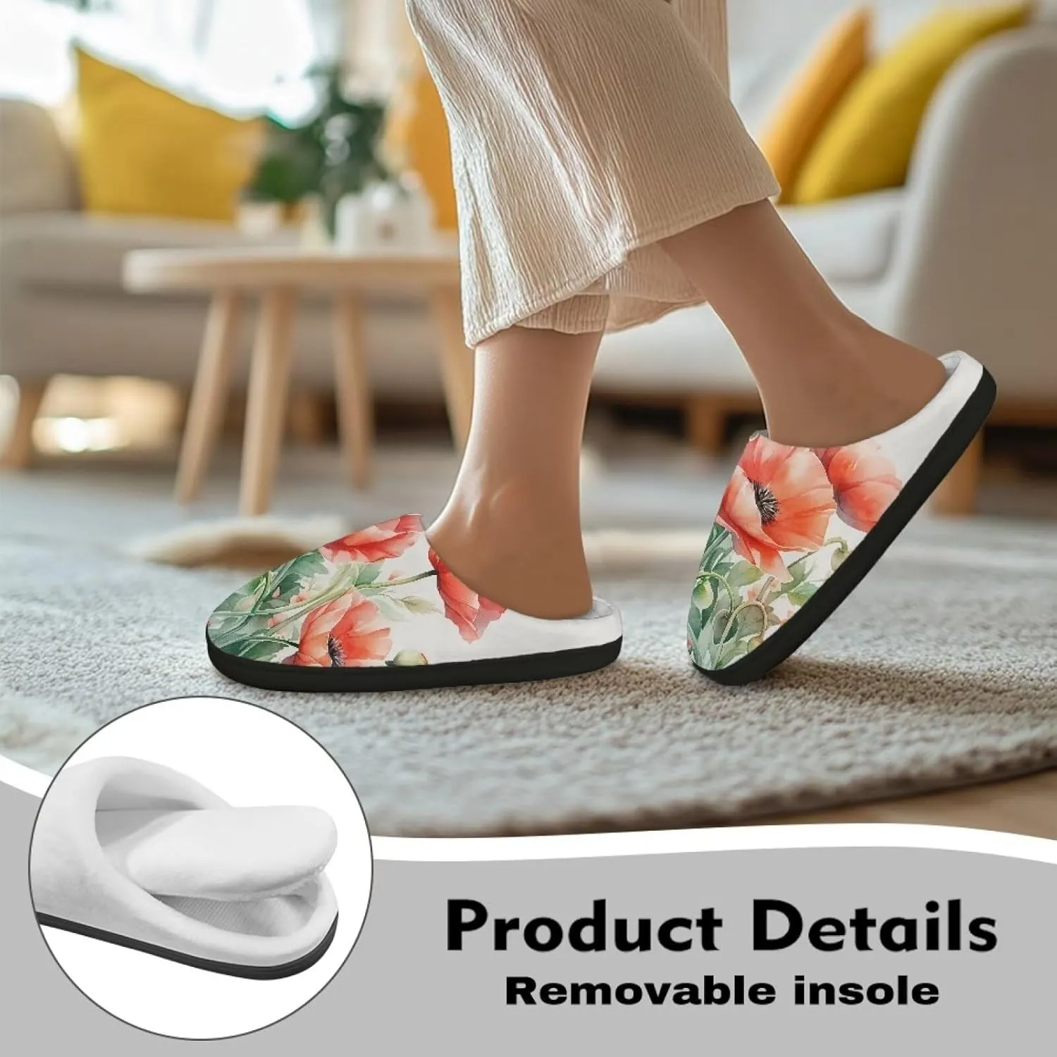 Women's Cotton Slipper Warm Cozy Breathable Fuzzy Winter Slipper Furry Non-Slip Plush House Slipper for Women US 4-12