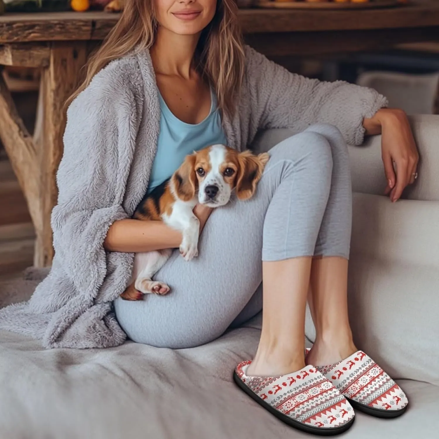 Women's Cotton Slipper Winter Warm Cozy Furry Fuzzy Home Slipper Non-Slip Outdoor Bedroom Slipper for Girls US 3-13