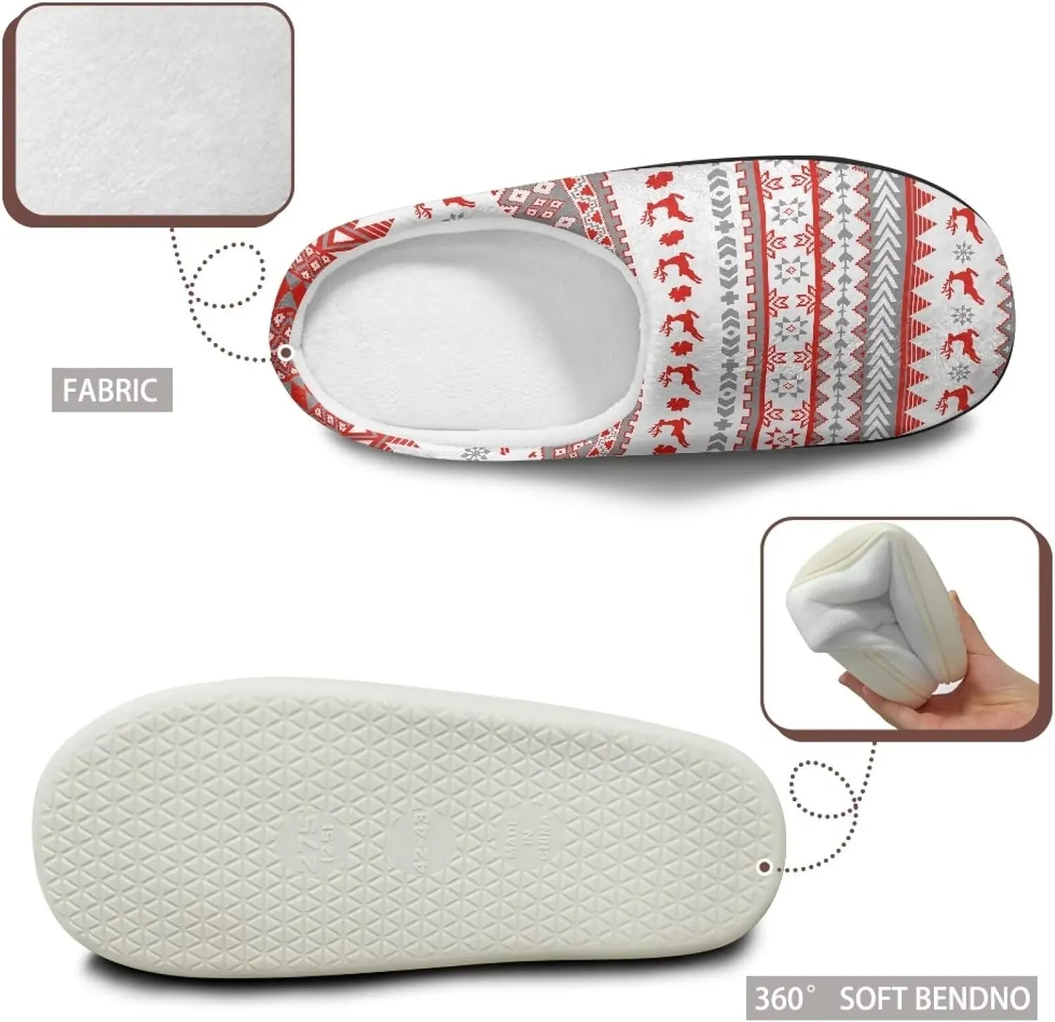 Women's Cotton Slipper Winter Warm Cozy Furry Fuzzy Home Slipper Non-Slip Outdoor Bedroom Slipper for Girls US 3-13