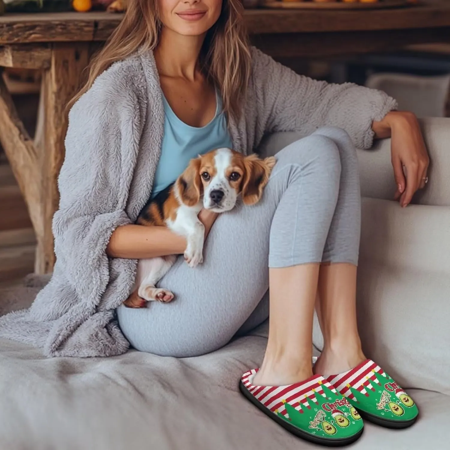 Women's Cotton Slipper Winter Warm Cozy Furry Fuzzy Home Slipper Non-Slip Outdoor Bedroom Slipper for Girls US 3-13