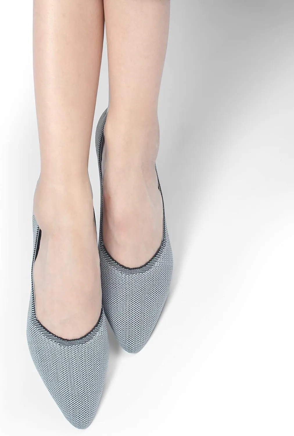 Women's Flat Knit Shoes for Women Ballet Pointed Toe Low Wedge Comfortable Washable Foldable Dress Classic Mesh Walking Black Navy Caramel Texture Slip-On Knitted Casual Flexible