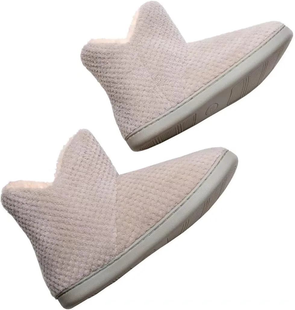 Women's furry Bootie Slippers Comfy Warm House Slippers with Plush Faux Fur Lining Outdoor Indoor