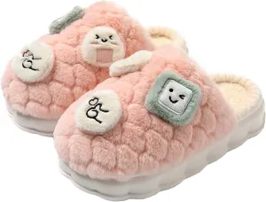 Womens Fuzzy Warm Slipper, Girls Cute Anti-Skid Foam Comfy Cozy Plush House Slippers for Indoor Outdoor