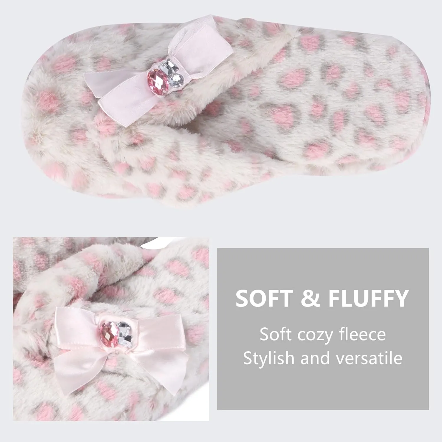 Women's Girls Soft Fluffy Indoor House Flip-Flops Non-Slip SPA Thong Slippers