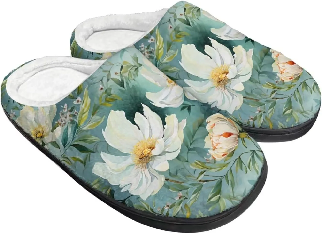 Womens Ladybug Cozy&Warm Printed Slipper with Dog Geometry Grippers Cozy and Fun House Slippers for Women