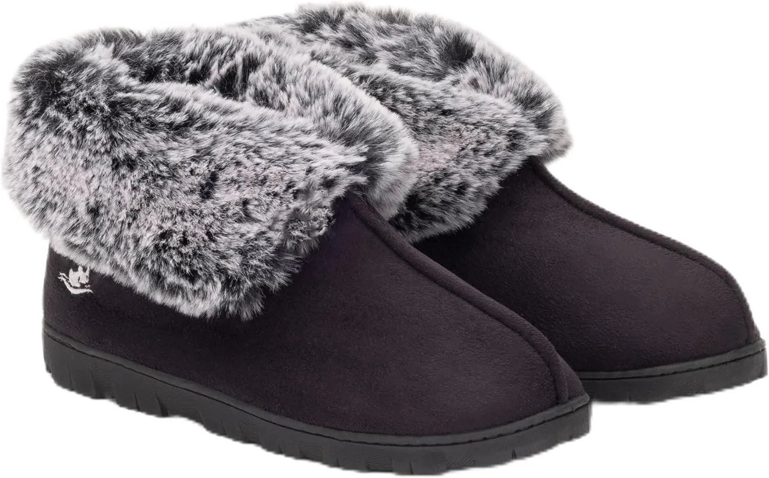 Women's Luxury Micro Suede Faux Fur Fleece Lining Slippers Bootie with Cozy High Density 80-D Memory Foam, Winter Warm Breathable Boot Slipper with Anti-Slip Indoor Outdoor Rubber Sole