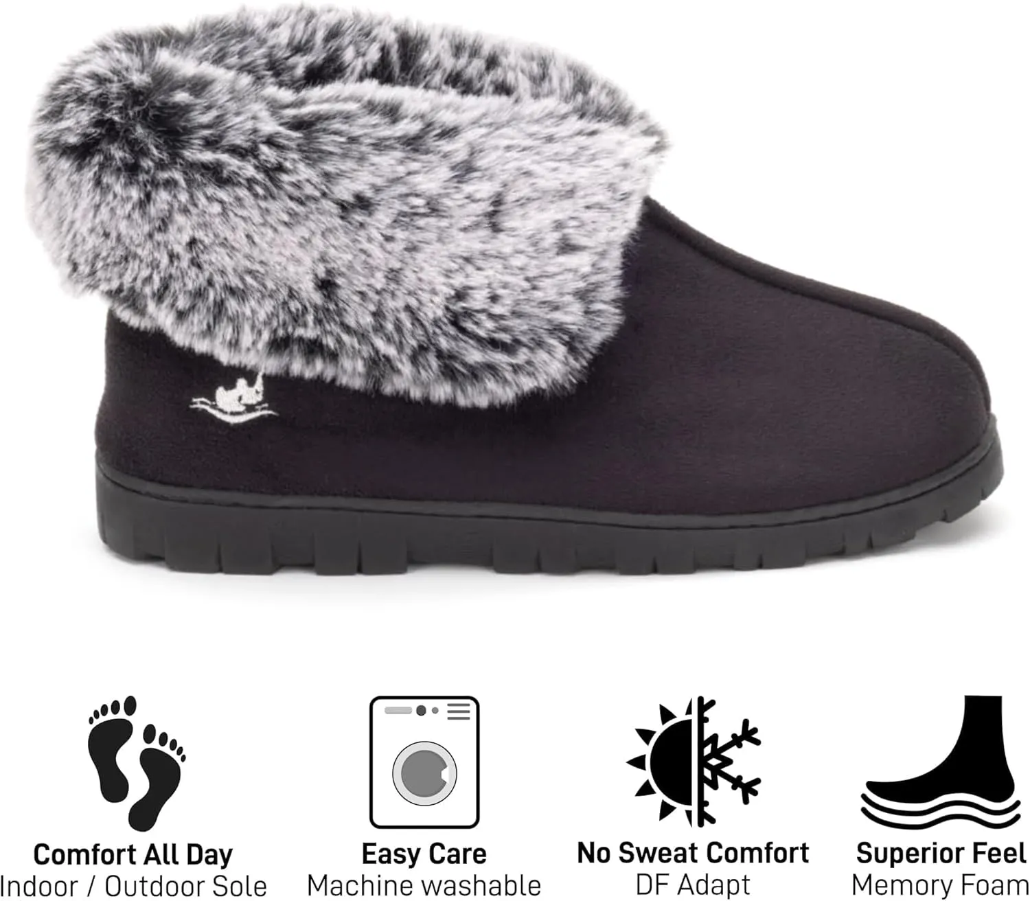 Women's Luxury Micro Suede Faux Fur Fleece Lining Slippers Bootie with Cozy High Density 80-D Memory Foam, Winter Warm Breathable Boot Slipper with Anti-Slip Indoor Outdoor Rubber Sole