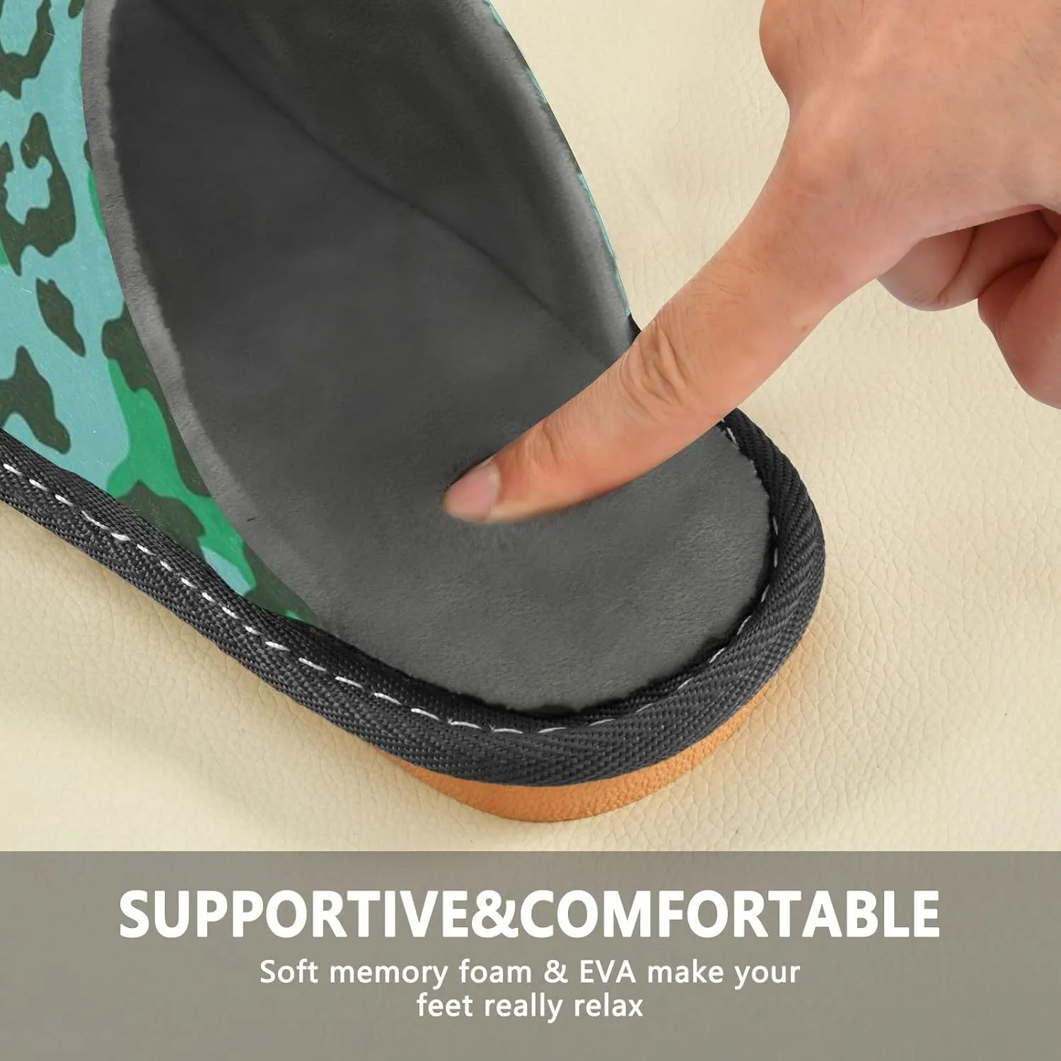 Women's Mens Cosy Slippers, Leopard Pattern Casual Unisex Slip-On Breathable Memory Foam Scuff Lazy Daily House Shoes for Indoor/Outdoor Size 4-11