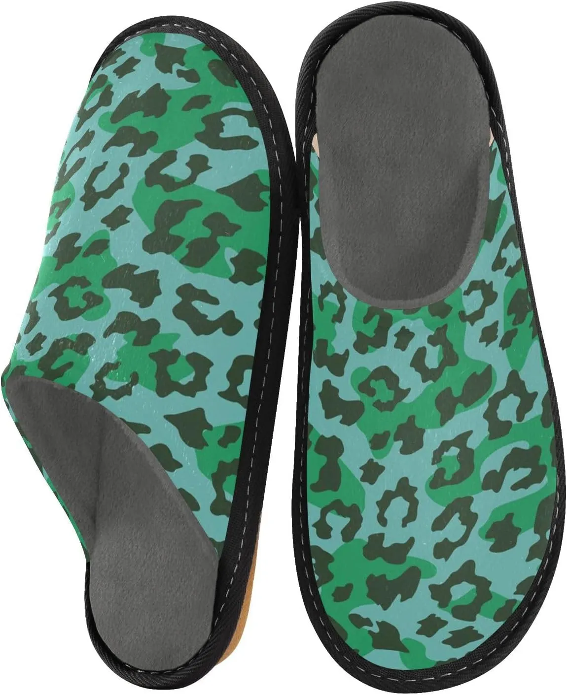 Women's Mens Cosy Slippers, Leopard Pattern Casual Unisex Slip-On Breathable Memory Foam Scuff Lazy Daily House Shoes for Indoor/Outdoor Size 4-11