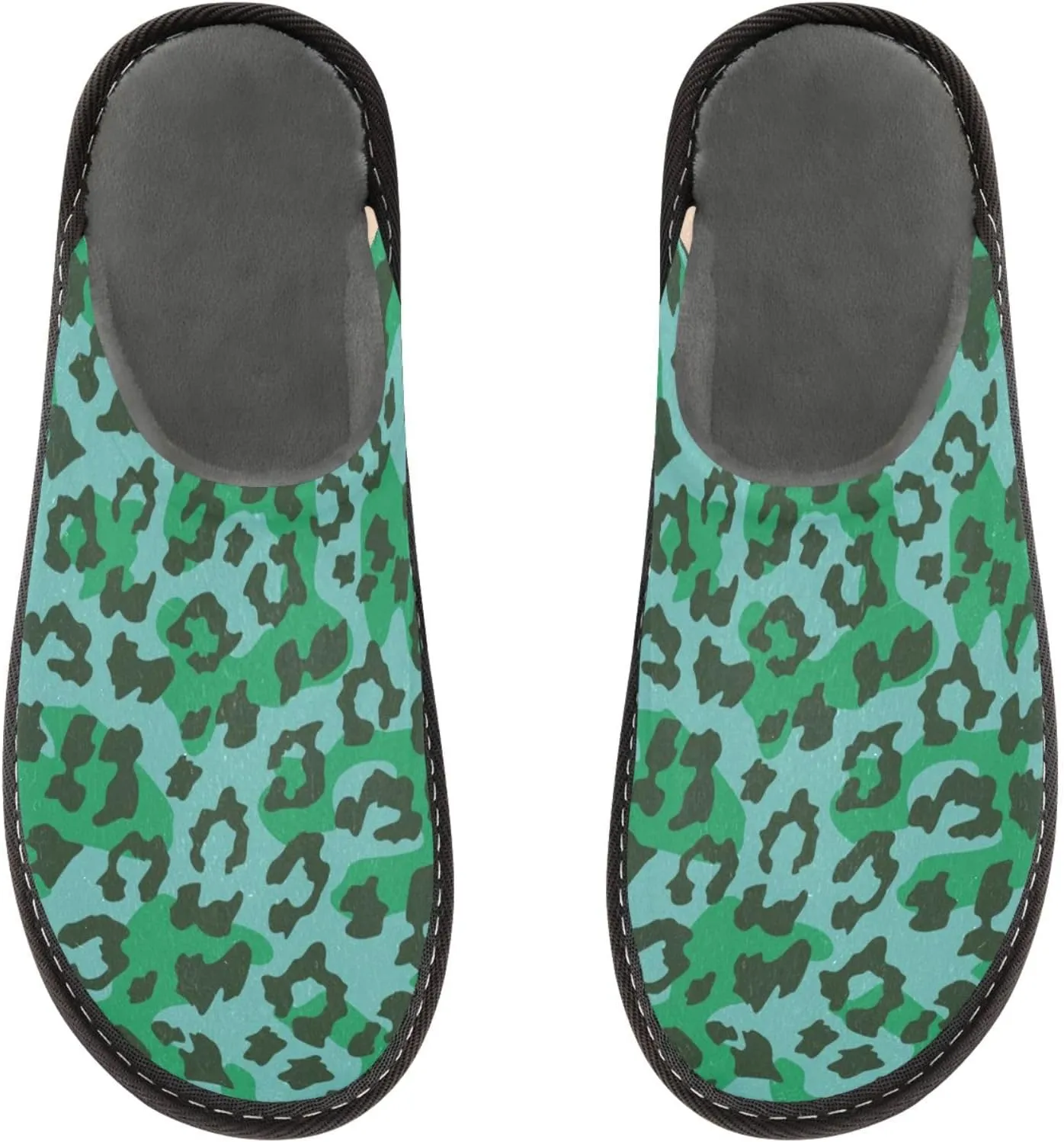 Women's Mens Cosy Slippers, Leopard Pattern Casual Unisex Slip-On Breathable Memory Foam Scuff Lazy Daily House Shoes for Indoor/Outdoor Size 4-11