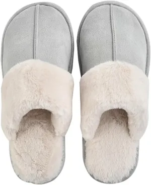 Women's Mens Cute Fuzzy Memory Foam Slippers Fluffy Winter Warm House Shoes Anti-Slip Bedroom Slides Indoor Outdoor with Pompom