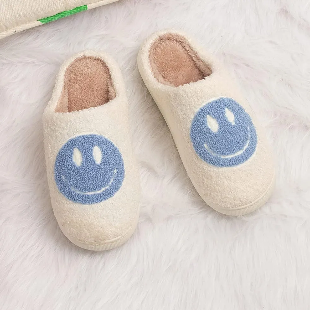 Women's Men's Retro Face Slippers Comfy Warm Plush Slip-On House Slipper for Winter Indoor Soft Cushion Non-slip Fluffy Slides Slippers