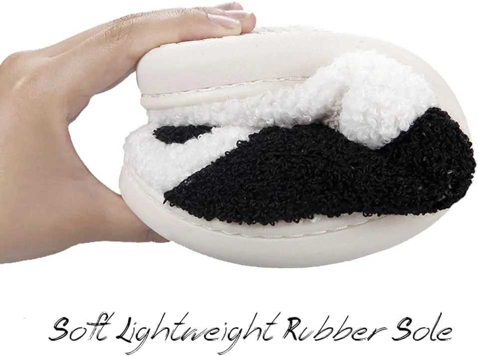 Women's Men's Retro Preppy Happy Face Slippers Comfy Warm Plush Slip-On House Slipper for Winter Indoor Soft Cushion Non-slip Fluffy Slides Slippers