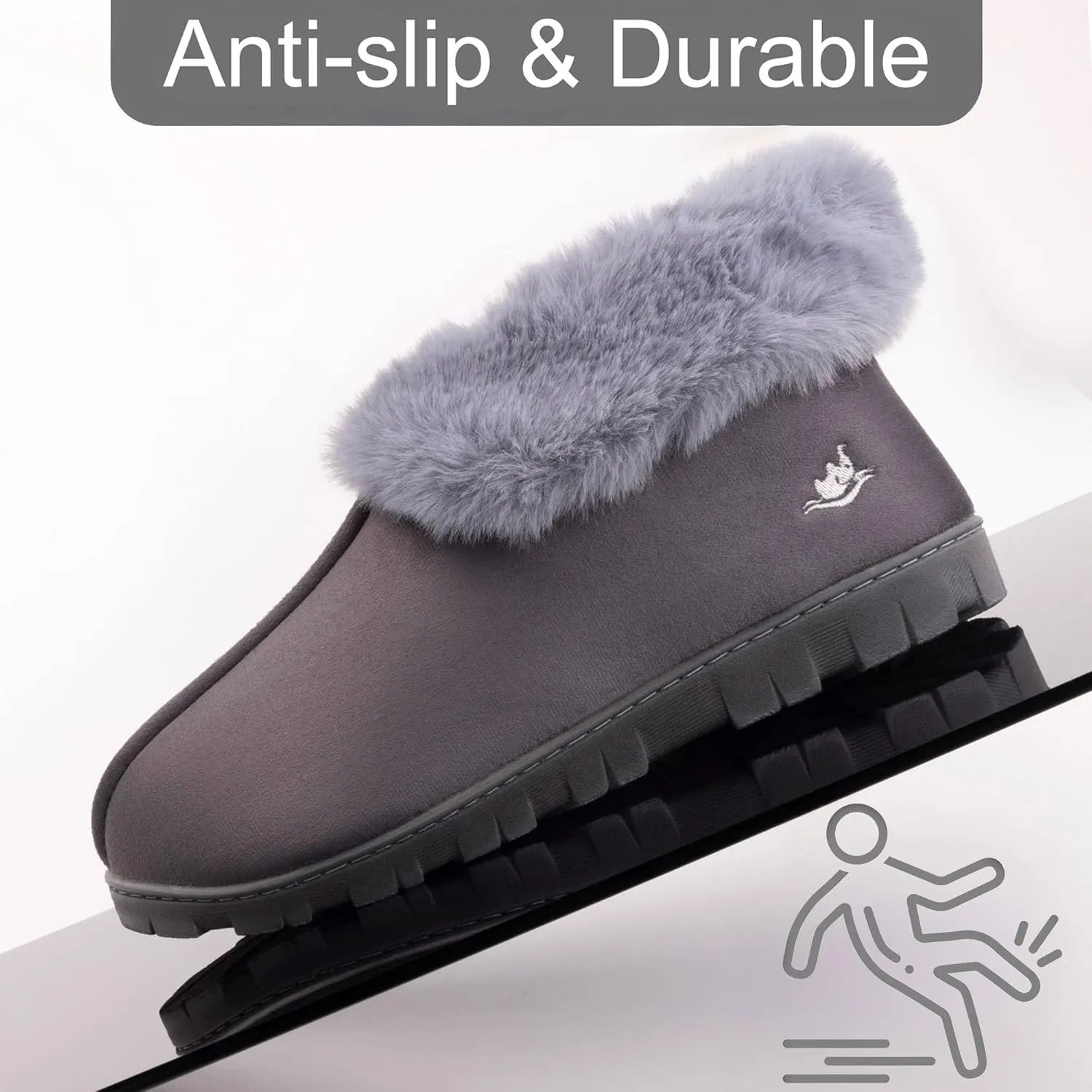 Women's Micro Suede Faux Fur Fleece Lined Cozy 80-D High-Density Memory Foam Winter Slipper Bootie Breathable House Shoes Non Skid Indoor Outdoor Sole