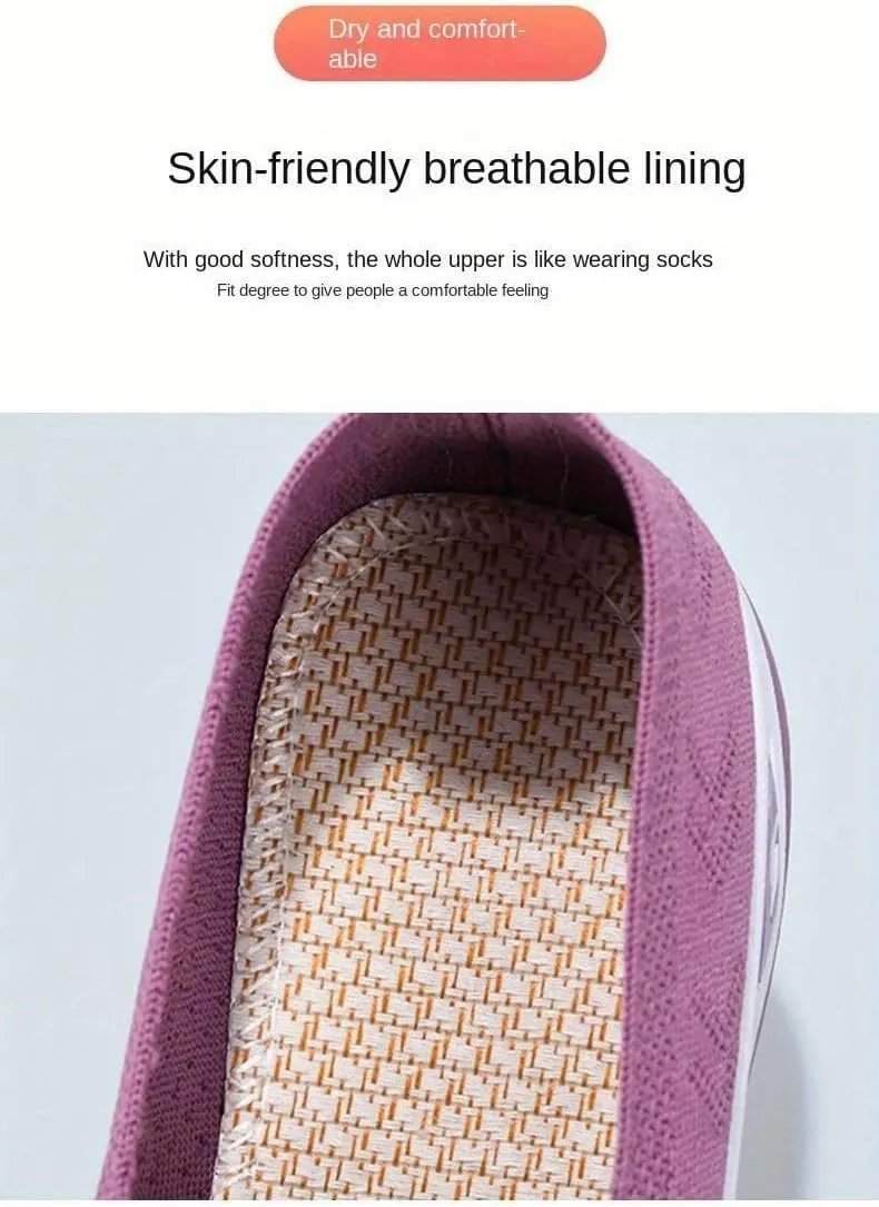 Women's Solid Color Knitted Sneakers, Soft Sole Platform Casual Walking Shoes, Low-top Breathable Daily Shoes
