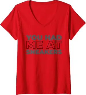Womens Street Style Grails Shoes - Streetwear Sneaker Head V-Neck T-Shirt