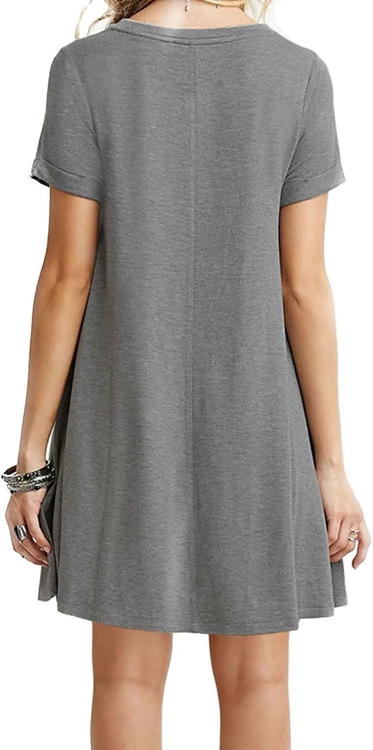 Women's Swing Loose T-Shirt Fit Comfy Casual Flowy Cute Swing Tunic Dress