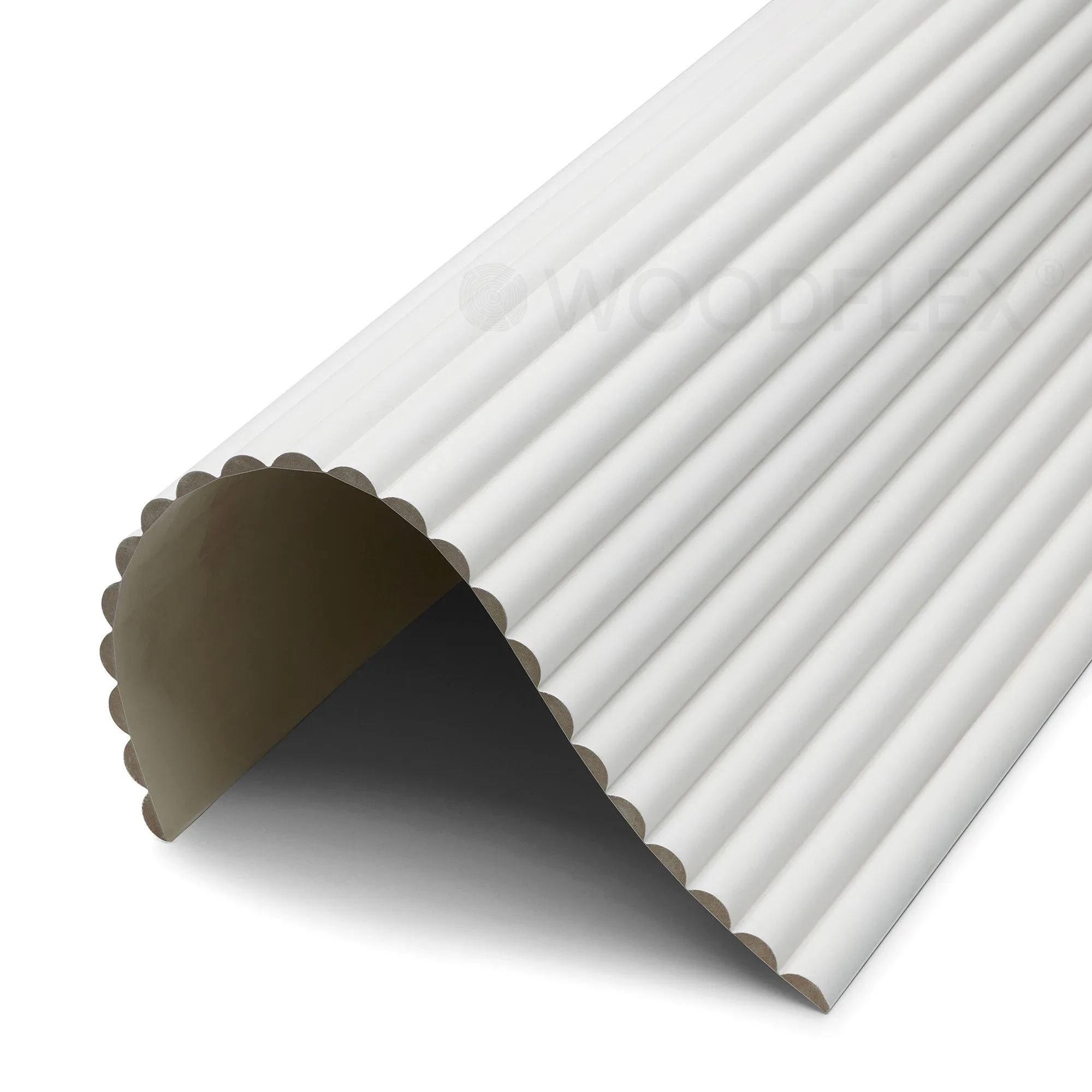 WOODFLEX WHITE PRIMED FLEXIBLE UNDER BENCH - HALF ROUND 27 - 900mm X 600mm