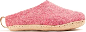Woolly's Indoor Open Heel Slippers With Leather Sole (Cherry Pink) - 46 | Premium New Zeland Wool | Handcrafted with Italian Design | Soft, Breathable & Ordor Free