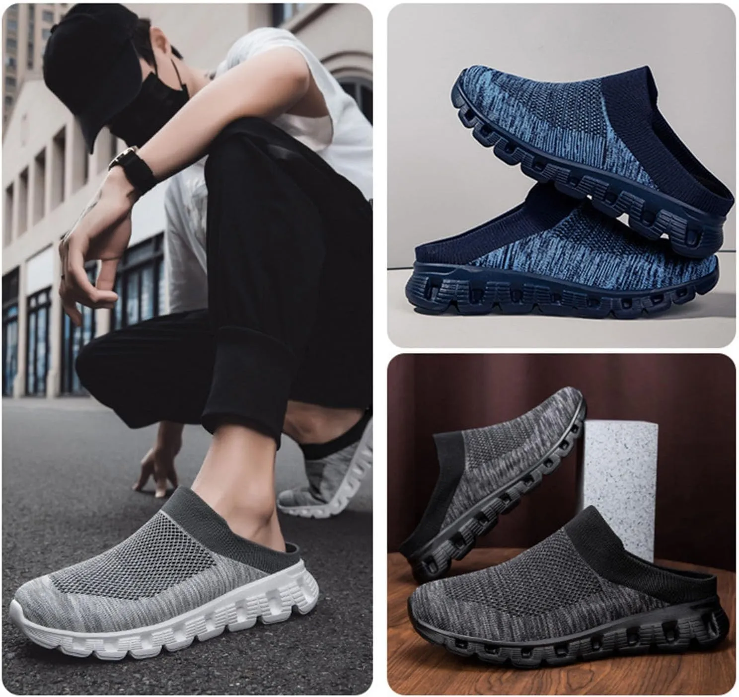 Woven Breathable Half Slippers for Men, Summer Casual Hollow Out Woven Shoes, Lightweight Indoor/Outdoor House Shoes