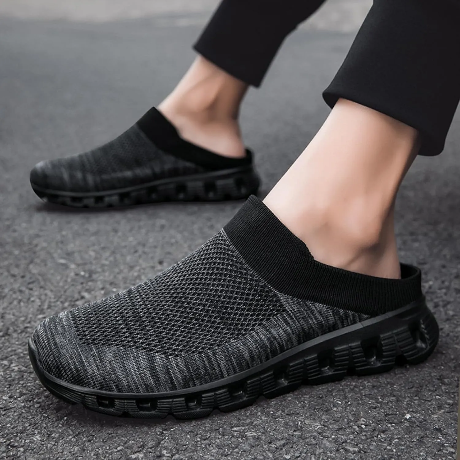 Woven Breathable Half Slippers for Men, Summer Casual Hollow Out Woven Shoes, Lightweight Indoor/Outdoor House Shoes