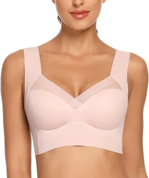 WOWENY Womens Wirefree Padded Bras Everyday Lounge Bra Sleeping Seamless Straps Bralettes Full Coverage Pullover Plus Size