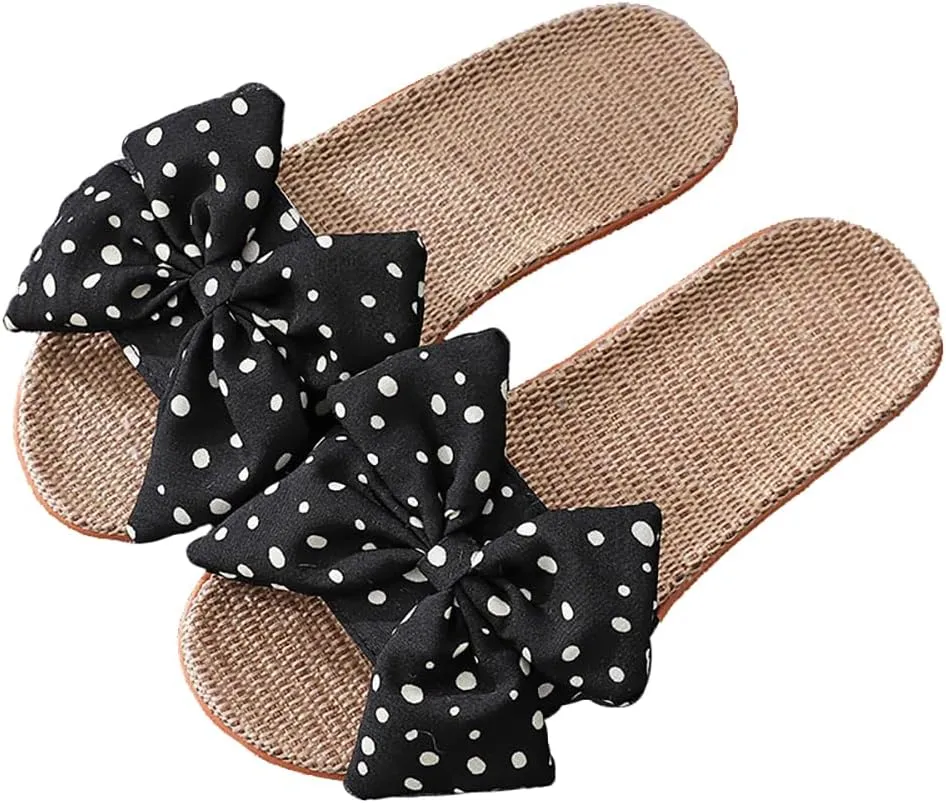 xsby Summer House Slippers for Women with Arch Support Breathable Waffle Cotton Indoor Slippers Slip on Open Toe Home Shoes
