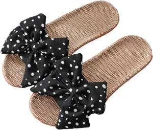 xsby Summer House Slippers for Women with Arch Support Breathable Waffle Cotton Indoor Slippers Slip on Open Toe Home Shoes