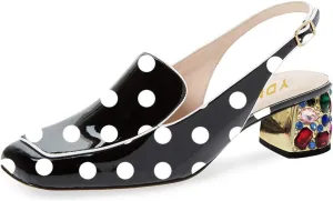 YDN Women Classic Pumps Colorful Rhinestone Block Low Heels Closed Square Toe Formal Loafer Formal Office Lady Shoe Size 4-16 US