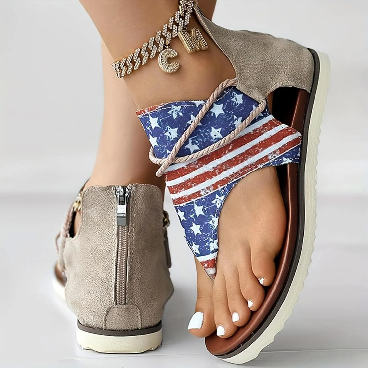 Yoga Mat Comfortable Flat Sandal for Women Bohemian Pearl Crystal Cool Shoes Party Dress Sandals for Women