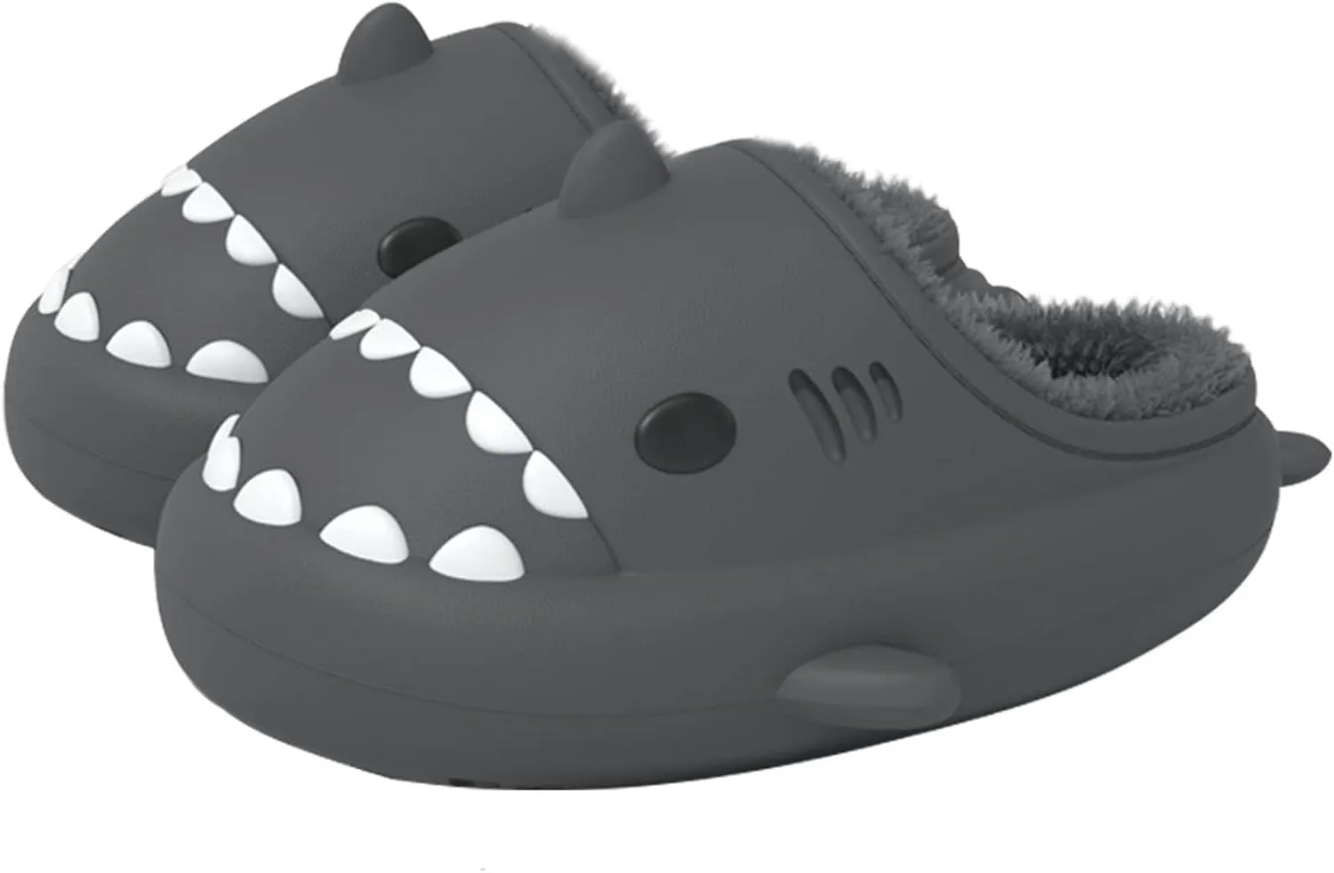 Zureto Shark Slides Winter, Adults and Kids Winter Plush Warm Slippers, Soft Comfy Shark Slippers