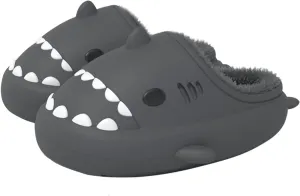 Zureto Shark Slides Winter, Adults and Kids Winter Plush Warm Slippers, Soft Comfy Shark Slippers