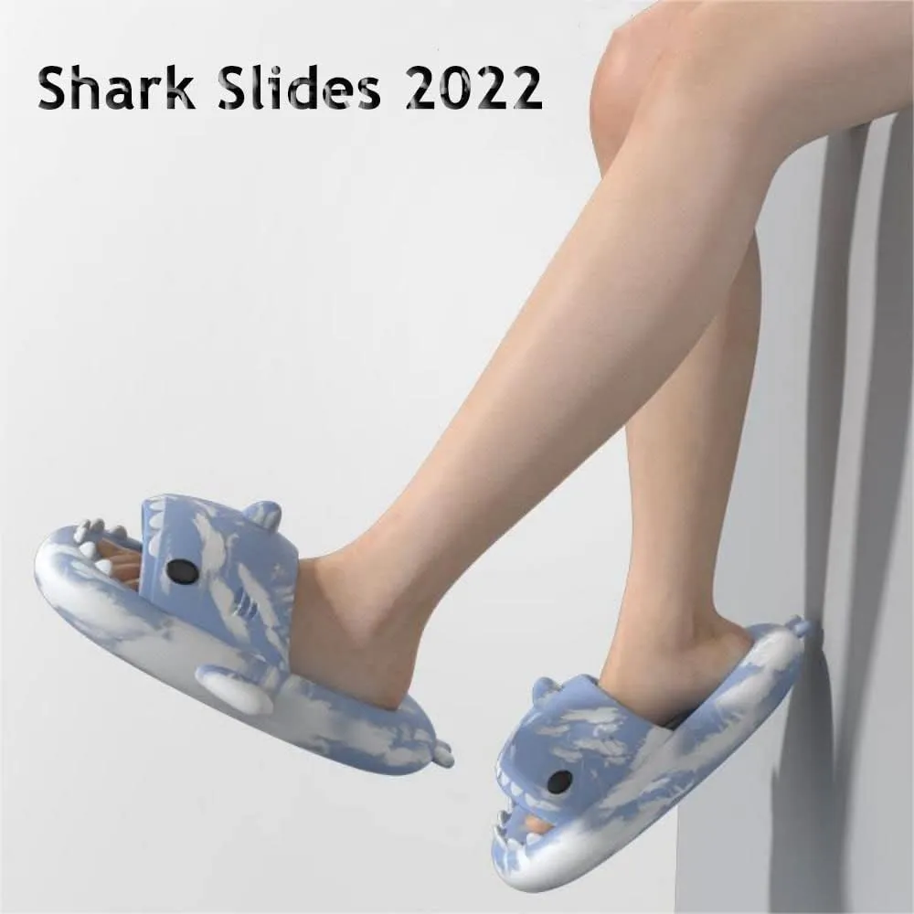 Zureto Unisex Shark Slides, Shark Slides Adult, Cloudy Shark Slides for Men and Women