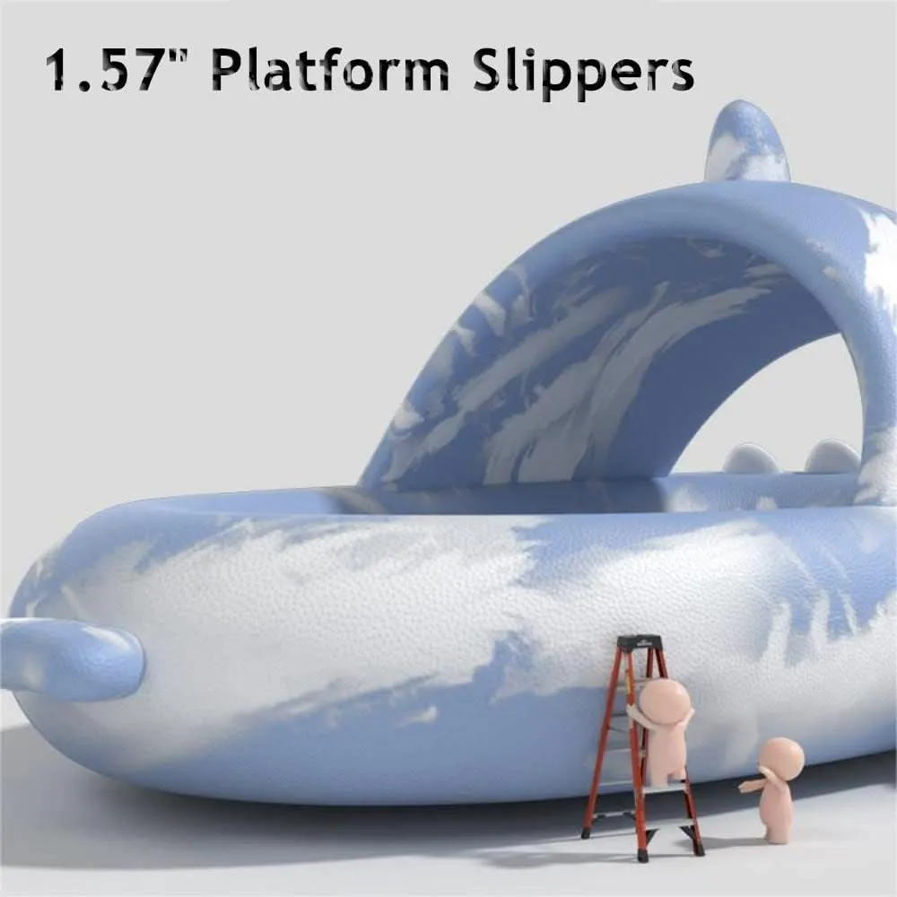 Zureto Unisex Shark Slides, Shark Slides Adult, Cloudy Shark Slides for Men and Women
